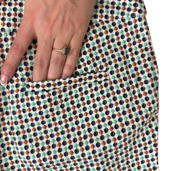 By Anthropologie Brown Navy Green Polka Dot Georgie Scallop Hem Shorts size 6 - Picture 11 of 12